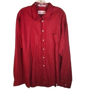 Cigliano men’s 100% linen red long sleeve collared shirt sz L made in Hong Kong